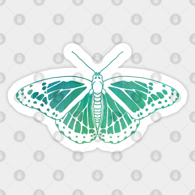 Butterfly Design in Blue and Green Paint Strokes Pattern 2 Sticker by PurposelyDesigned